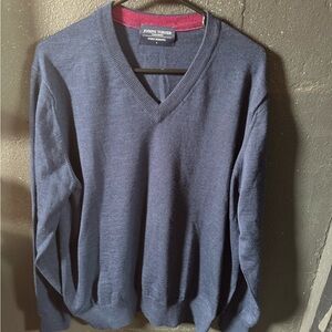 Men’s Joseph Turner 100% Merino Wool Blue V-Neck Knit Sweater